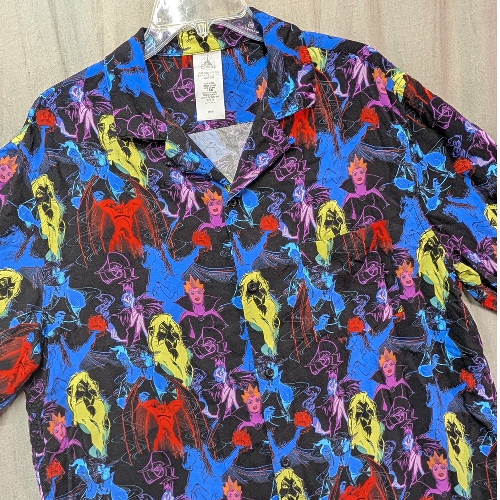 Disney Parks Villains Button Down Shirt XL Scar Hades Evil Queen Maleficent 2024